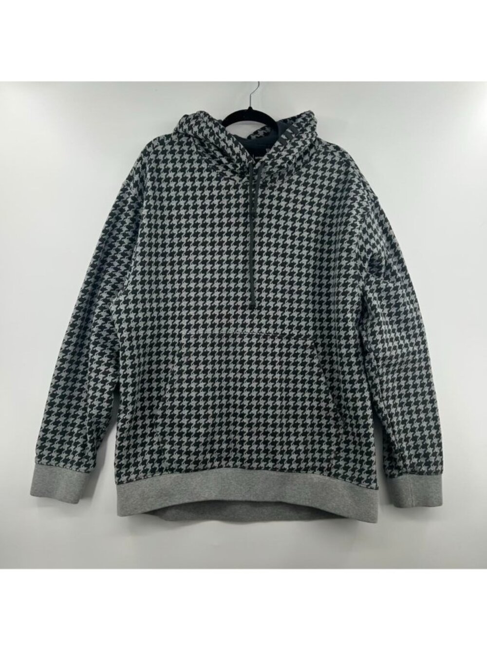 Adidas x Ivy Park Hoodie Sweatshirt Men's Large Gray/Black Pullover Houndstooth